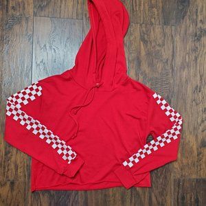 Heart and Hips Red Long Sleeve Hooded Crop Top